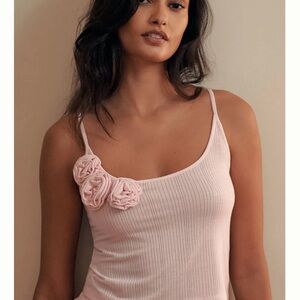 Anthropologie Pink Ribbed Pajama Top